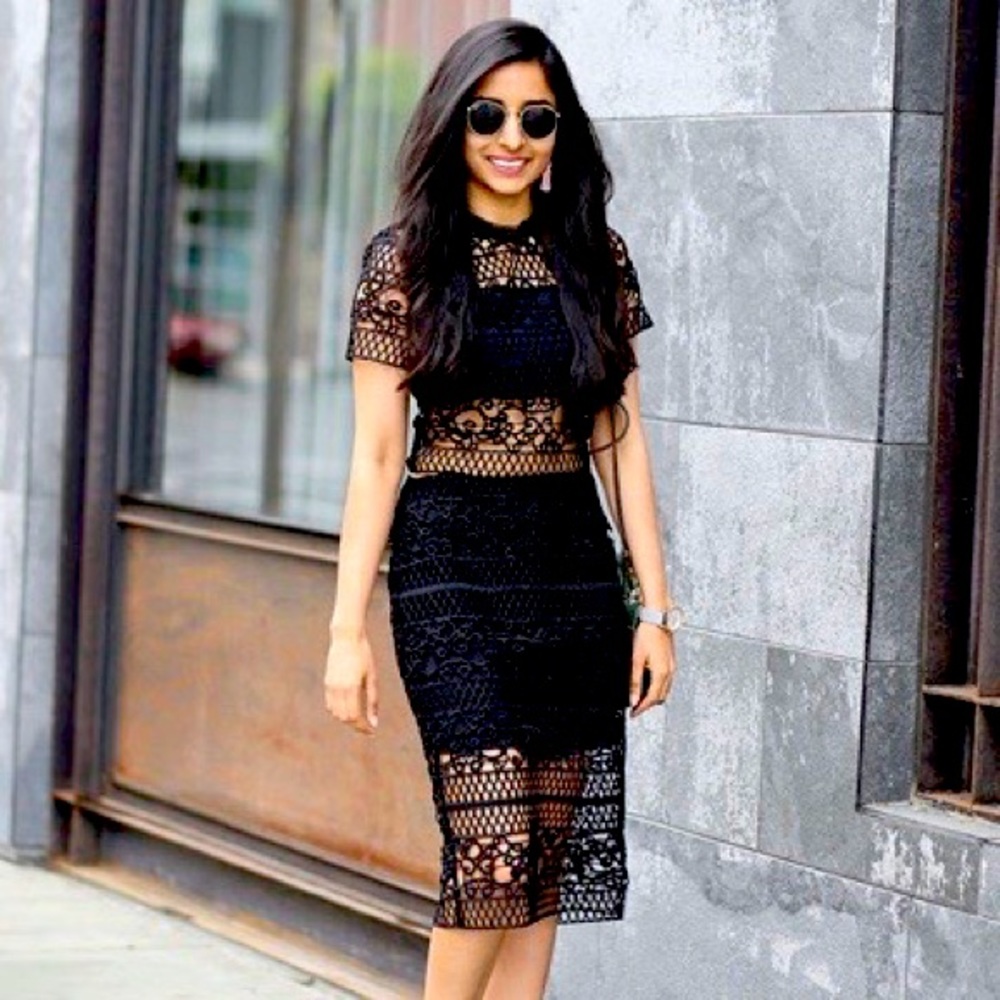 NWT Express Crochet Lace Pencil Skirt Black Size 00